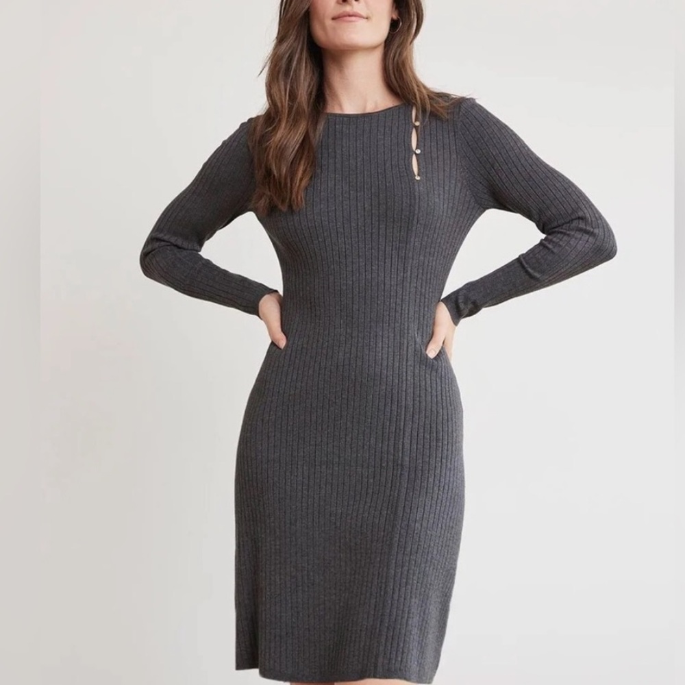 RW & CO Ribbed Knit Dress Long Sleeve Round Neck - Picture 10 of 10